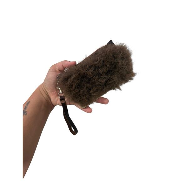 Buffalo Leather And Fur Handmade Wristlet Zip Wallet JH Brand - Picture 3 of 8